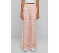 Urban Classics Damen Hose Ladies Viscose Resort Pants, weite Resort Hose für Frauen, Extra Lang, lemonadepinkcheck, L