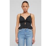 Urban Classics Damen Top TB6871 Waffle-Piqué Rüschen-Top Bandeau mit Spaghettiträgern Schwarz 5XL