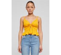 Urban Classics Damen Top Ladies Waffle Pique Ruffle Top, Bandeau mit Spaghetti-Trägern für Frauen, Größen XS - 5XL