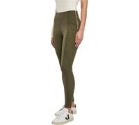 Urban Classics Ladies Washed Faux Leather Pants in Gr. S in Olive