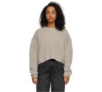 Rundhalspullover URBAN CLASSICS "Urban Classics Damen Ladies Wide Oversize Sweater", Damen, Gr. 3XL, grau (warmgrau), 100% Polyacryl, unifarben, casual, oversize, Rundhals, Langarm, Pullover Grobstric