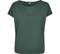 Urban Classics Ladies Yarn Dyed Baby Stripe Tee Damen-T-Shirt - grün schwarz S