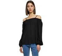 Urban Classics Damen Langarmshirt Ladies Cold Shoulder Smoke Longsleeve TB2224, Gr. One Size (5XL), Schwarz (Black 00007)