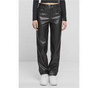 Urban Classics Ladies Straight Leg Synthetic Leather Pants Black, 28
