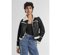 Urban Classics Damenjacke Shearling Jacket – leichte, Polyester, Loose Fit – Schwarz/Sandweiß L