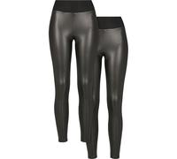 Urban Classics Leggings Faux-Leder High Waist 2er-Pack Damen Schwarz 5XL