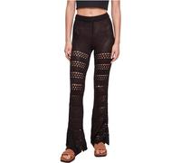 Urban Classics Damen Ladies Flared Crochet Knit Leggings Black-3XL