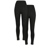 Urban Classics Damen TB2633A-Ladies High Waist Jersey 2-Pack Leggings, Black+Black, S