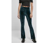 Urban Classics Damen Leggings Ladies High Waist Velvet Boot Cut Leggings Teal-4XL
