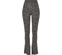 Urban Classics Damen Leggings Ladies High Waist Zebra Boot Cut Leggings Asphalt/Black 5XL