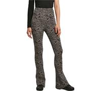 Urban Classics Damen Leggings Ladies High Waist Zebra Boot Cut Leggings Asphalt/Black M