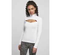 Urban Classics Damen Langarmshirt Stehkragen mit Cut-Out, Slim Fit, Weiß, 4XL