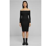 Urban Classics Damen Off-Shoulder Langarm-Ripp-Dress, schwarz, S