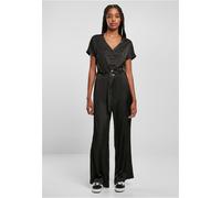 Urban Classics Ladies Satin Wide Leg Belt Jumpsuit Black Größe: M | Jumpsuits Outlet | Damen | Schwarz