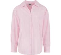 Klassische Bluse URBAN CLASSICS "Urban Classics Ladies Oversized Striped Blouse", Damen, Gr. S, softpink, weiß, 69% Baumwolle, 29% Polyester, 2% Elasthan, Blusen (27026117-S) softpink, weiß