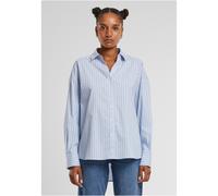 Klassische Bluse URBAN CLASSICS "Urban Classics Ladies Oversized Striped Blouse", Damen, Gr. M, powderblau, weiß, 69% Baumwolle, 29% Polyester, 2% Elasthan, Blusen (69951569-M) powderblau, weiß