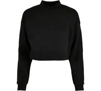 Urban Classics Damen Oversized-Crop-Sweatshirt, Crewneck mit hohem Kragen, schwarz