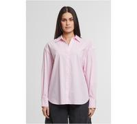 Klassische Bluse URBAN CLASSICS "Urban Classics Ladies Oversized Striped Blouse", Damen, Gr. XS, softpink, weiß, 69% Baumwolle, 29% Polyester, 2% Elasthan, Blusen Klassische Bluse (15348004-XS)