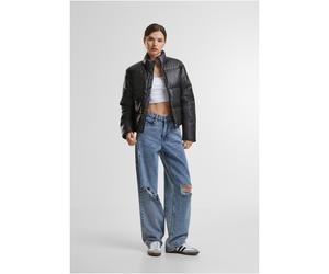 Urban Classics Damen Pufferjacke aus Kunstleder, schwarz, Größe XL