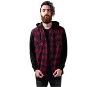 Urban Classics Hooded Checked Flanell Herren-Flanellhemd - schwarz burgund XL