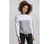 Sweatshirt URBAN CLASSICS "Urban Classics Damen Ladies Oversize 2-Tone Stripe Crew", Damen, Gr. S, grau, weiß, 63% Baumwolle, 37% Polyester, Rundhals, Sweatshirts Sweatshirt (81720440-S)