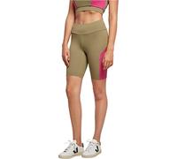 Urban Classics Damen Radlerhose Ladies Color Block Cycle Shorts, Farbe Khaki/brightviolet, Größe 3XL