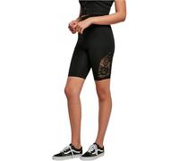 Urban Classics Damen Radlerhose hoch geschnitten mit Spitzen-Einsatz Schwarz XS