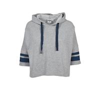 Urban Classics Damen Regular Fit Kapuzenpullover Ladies Taped Short Sleeve Hoody TB1978, Einfarbig, Gr. Small (Herstellergröße: S), Grau (Grey/Navy 01199)