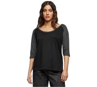 Urban Classics Damen Regular Fit T-Shirt Ladies 3/4 Contrast Raglan Tee TB733, Gr. X-Large (Herstellergröße: XL), Mehrfarbig (Black/Charcoal 01307)
