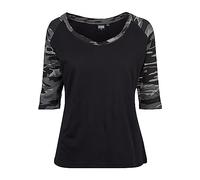 Urban Classics Ladies 3/4 Contrast Raglan Tee Damen-Langarmshirt - schwarz darkcamo XS