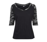 Urban Classics Ladies 3/4 Contrast Raglan Tee Damen-Langarmshirt - schwarz darkcamo XS
