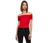 Urban Classics Damen Regular Fit T-Shirt Ladies Off Shoulder Rib Tee TB1500, Einfarbig, Gr. Large (Herstellergröße: L), Rot (Fire Red 00697)