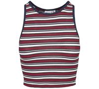 Urban Classics Damen Ladies Rib Stripe Cropped Top, White/Navy/Fire Red, L
