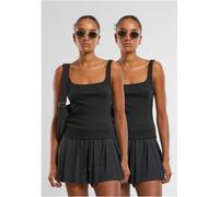 Urban Classics Damen Ripp-Top mit weitem Ausschnitt 2er-Pack schwarz+schwarz L