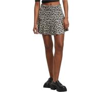 Urban Classics Damen Rock Ladies Leo Volants Mini Skirt, Minirock mit Volantsaum und Leoprint, mit elastischem Bund, Größen XS - XL