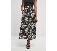 Urban Classics Damen Rock Ladies Viscose Midi Skirt Black Tropical-XL