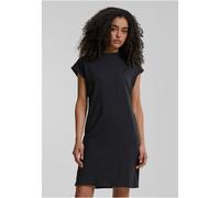 Urban Classics Damen Turtle Extended Shoulder Dress - Baumwoll Kleid mit Stehkragen & überschnittenen Schultern, Regular Fit für Freizeit, Alltag & Streetwear,Schwarz,M