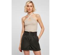 Urban Classics Damen Shirt Ladies Rib Knit Crossed Neckholder Top Lighttaupe-XL