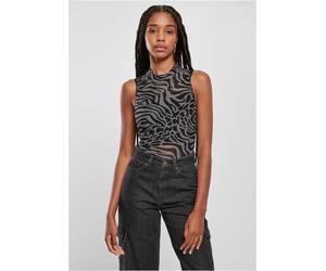 Urban Classics Damen Shirt Ladies Sleeveless Mesh Body Asphalt/Black-4XL