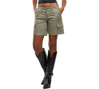 bequeme Urban Classics Damen Shorts Stretch Reißverschluss Taschen mit Baumwolle Grün 28