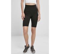 Urban Classics Damen Shorts Ladies High Waist Branded Cycle Shorts Black/Black-S