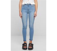Urban Classics Damen-Skinny-Jeans mit hoher Taille und offenem Saum Klarblau gebleicht 32