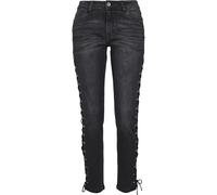 Urban Classics Damen Skinny-Jeans mit Schnürung Gr. 27 Schwarz (Black Washed)