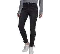 Urban Classics Damen Skinny Skinny Jeans Ladies Denim Lace Up Pants TB2003, Gr. 36 (Herstellergröße: 27), Schwarz (Black Washed 00709)