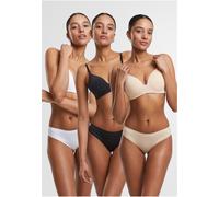 Urban Classics Damen Slip Ladies Ladies Bonded Brazilian 3-Pack TB7662B Black+White+Beige-S