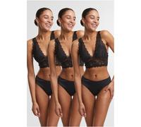 Urban Classics Damen Slips Ladies Lace Brazilian 3-Pack TB7849B Black+Black+Black-M