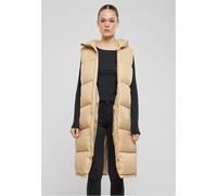 Urban Classics Damen Steppweste Ladies Long Hooded Puffer Vest TB7007 Unionbeige-L
