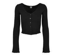 Urban Classics Strickjacke Kurzer Rippstrick-Cardigan Damen Schwarz XL