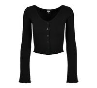 Urban Classics Ladies Cropped Rib Cardigan in Gr. XL in Schwarz