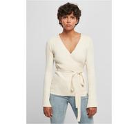 Cardigan URBAN CLASSICS "Urban Classics Damen Ladies Rib Knit Wrapped Cardigan" Gr. 4XL, beige (whitesand) Damen Strickjacken (72079759-4XL) whitesand